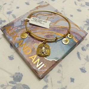 Alex and Ani Gold Sand Dollar Charm Bangle